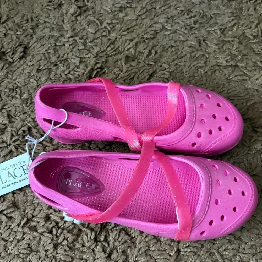 Children’s Place Shoes Youth 2 Aster Glitter Mary Jane Strap Flats NEW Pink